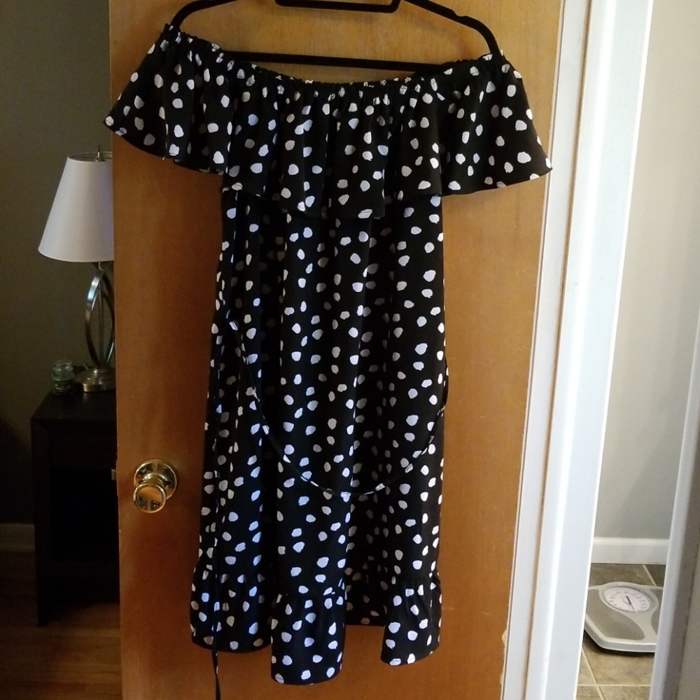 Black and white ruffle dress